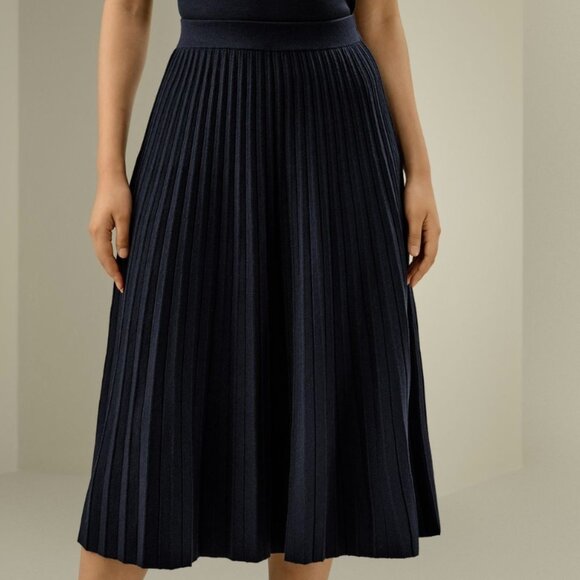 Lilysilk Pleated A-Line Merino Wool Skirt, Size M - Picture 1 of 5